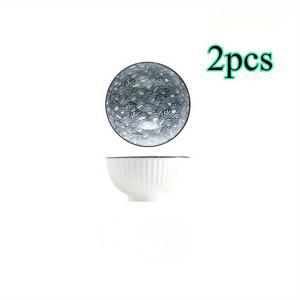 TEMU 2개 세트 일본식 수제 세라믹 밥그릇 - 국수, 시리얼, 디저트, 간식용 둥근 그릇 - 일본식 식기, 아침, 점심, 저녁 식사용