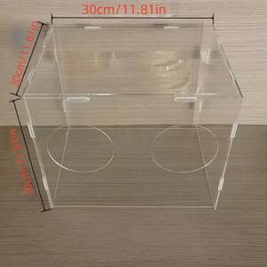 TEMU 먼지 방지 상자, 투명 아크릴 재질로 먼지 없는 보관 - 투명 뚜껑은 2개의 개방구가 있으며, 방수 기능이 있으며, 클래식한 디자인으로, 광택 작업용 휴대용 먼지 컨테이너로 적합합니다.