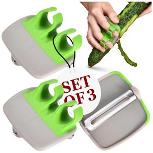 TEMU 과일 및 채소 필러 세트 3개 - 주방용 3가지 손가락 및 손바닥 필러 포함. 감자, 당근 등 쉽게 껍질 벗기기 위한 편안한 고무 손가락 그립 기능