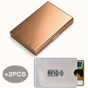 TEMU 남성용 헤비듀티 스테인리스 스틸 RFID 차단 카드 홀더 - 2슬리브 보안 수납, 16개 이상 카드, 신분증 및 현금용 멀티슬롯 지갑 - 도난 방지 신용카드 케이스 (폴리쉬 블랙) - 아빠, 남편, 남자친구를 위한 이상적인 선물 (여행 및|남자가방