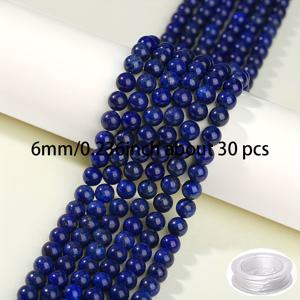 TEMU 6/8/10/12mm 천연 & 컬러 라피스 라줄리 비즈 탄성줄 포함 - 30/20/ 비즈 세트, DIY 주얼리 만들기용 미네랄 비즈, 핸드메이드 목걸이 & 팔찌 재료, 크리스마스/할로윈/ 선물