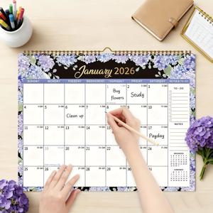 TEMU 2026 대형 벽걸이 달력 - 선물 아이디어, 고품질 종이와 정교한 포장, 신선한 우아함을 더하는 수채화 꽃무늬. 아름다운 추상 꽃 예술 작품으로 방을 꾸미거나 연중 내내 미적 감각을 높이기에 완벽합니다 (2026). 명확한 레이아웃으로 개인 계획을 체계적으로 유지하며 정교하게 디자인된 골든 스파이럴 바인딩을 자랑 – 훌륭한 크리스마스 선물
