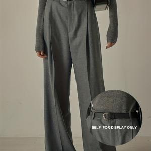 TEMU 우아한 하이웨이스트 와이드 레그 팬츠 - 벨트 없는 포켓 팬츠, 구조화된 사계절 오피스부터 정장까지, 맞춤형 핏 (벨트 호환 불가) - 비즈니스 및 정장 이벤트를 위한 전문적이고 우아한 특별 라인