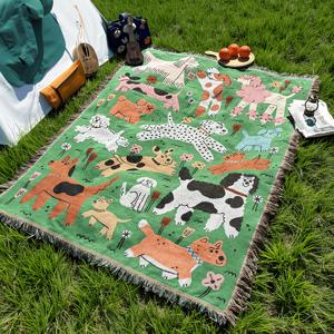 TEMU 야외 담요 휴대용 두꺼운 피크닉 담요 만화 강아지 커버 담요 침대 담요 소파 타월 캠핑 담요 비치 타월, 세탁 가능한 따뜻한 담요 정원 텐트 매트, 야외 장식용 내구성 있는 여가 담요 사진 촬영 테이블보 태피스트리 배경 천|비치타올|소파|수건