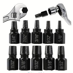 TEMU 6각 렌치가 포함된 10-in-1 헤비 듀티 스크류 익스트랙터 세트 - 깨진, 닳은, 녹은 또는 과도하게 조이게된 나사 제거를 위한 다용도 공구 키트 - 임팩트 드라이버 및 수동 드릴과 호환 - 프로젝트, 정비공에게 적합