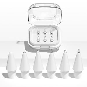 TEMU 사일런트 블랙 팁 개조 펜촉, 애플펜슬 1/2세대 혼합 패키지 6개입