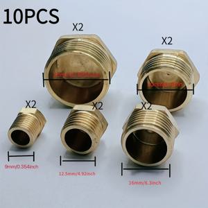 TEMU 황동 캡 10개입 (1/2인치, 3/4인치, 3/8인치, 1/4인치, 1/8인치 남성 육각 속이 빈 나사산 플러그 캡, 라디에이터 밸브 밀봉 커버)