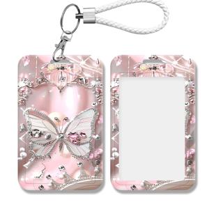 TEMU 꿈의 핑크 프린트 카드 홀더 (목걸이형) - 간편한 휴대용 ID (간호사, 의사, 교사, 사무실, 학교용) - 신용카드, ID 카드 호환 - 출퇴근 버스 통행증 홀더, 신학기 학생 배지, 카드 지갑, 여권케이스, 카드케이스, 증명사진 홀더, 사원증케이스, 여권