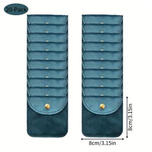 TEMU 20개 벨벳 스냅 클로저 주얼리 정리 가방 - 멀티 컬러 (핑크, 그린, 레드, 틸, 골드) - 스크래치 방지 휴대용 주얼리 보관 상자 (귀걸이, 반지, 시계) - 가정 정리 & 여행 필수품|귀걸이