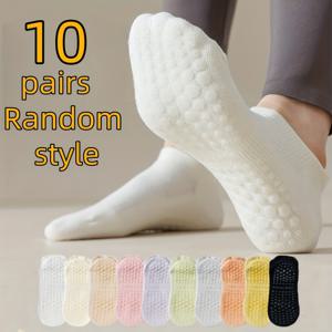 TEMU 10개입 여성용 봄/여름 메쉬 얇은 실리콘 요가 양말, 화이트 핑크 퍼플, 프로페셔널 스포츠 요가 러닝, 통기성 미끄럼방지