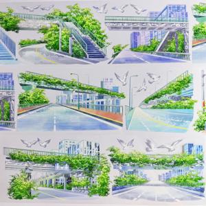 TEMU 고급 스텝 라이트 레일 플래너 테이프 도시 도로 풍경 스티커