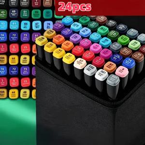 TEMU 24개 더블헤드 펠트펜, 만화 및 스케치 아트 드로잉 도구 - 완벽한 크리스마스 또는 생일 선물, 스케치 용품, 창의적인 프로젝트, 아트 펜, 부드러운 필기, 내구성 있는 닙, 수성 잉크, 마커, 만화 창작에 필수