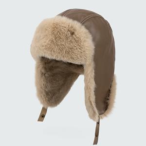 TEMU 남녀공용 겨울용 극한의 보온 파일럿 모자 - PU 방풍 쉘 + 두꺼운 인조 토끼 털 안감, 추운 날씨 사이클링 및 스키용 긴 귀덮개