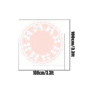 TEMU 고품질 인조 캐시미어 카펫, 두께 10mm, 불규칙한 핑크 리본 꽃 장식, 거실, 침실에 완벽하며 침대 옆에 깔아 사용하는 푹신한 러그로 좋습니다. 스타일리시한 홈 데코를 연출합니다.