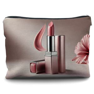 TEMU 1개 히비스커스 패턴 립스틱 휴대용 리넨 메이크업 파우치, 재사용 가능 여성용 화장품 가방, 지퍼 포장 야외 필수 보관 가방, 여성 생일, 크리스마스, 새해 선물