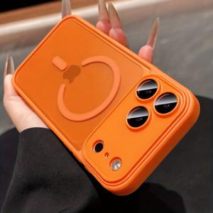 TEMU 휴대폰 케이스 - 고급 무광 아크릴 TPE 하드 충격 방지 폰 케이스, 아이폰 17 Pro Max Air 16 15 14 13 12 11 Pro Max Plus 호환, 렌즈 보호, 반투명 마그네틱 무선 충전 17 Pro 케이스, 충격 방지 남녀 공용 백 커버