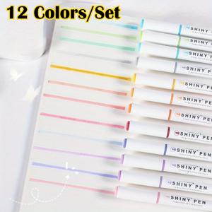 TEMU 12색/세트 카와이 글리터 하이라이터 펜 파스텔 파인하이라이터 마커 스크랩북 페인팅 문구 학용품