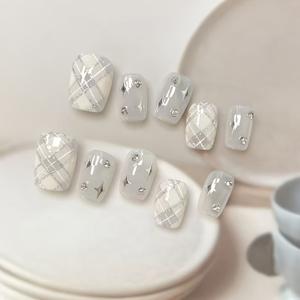 TEMU 2025년 신상 하프 핸드메이드 눈꽃 패턴 짧은 네일 스티커, 네일 아트, 네일 데칼, 네일 스티커