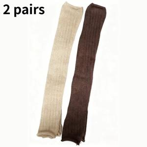 TEMU 여성용 양말 4켤레 세트 (2켤레) - 겨울철 따뜻함과 다리 보호를 위해 디자인되었습니다. 베이지색에서 갈색으로의 그라데이션, 스타일리시한 트레드 패턴으로 부츠 및 신발에 이상적입니다. 아늑한 가을 및 겨울 옷장에 완벽합니다. 여성용 고급스러운 추가 아이템