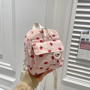 TEMU 여성용 딸기 프린트 백팩 - 여행, 출퇴근, 대학생활에 적합한 가벼운 가방, 조절 가능한 스트랩 & 다중 수납공간, 귀여운 '북백'