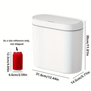 TEMU 14L/3.69갤런 듀얼 센서 스마트 , 벽걸이형 (액세서리 별도 판매) - 웨이브 & 무릎 모드, 블랙 & 화이트, 적외선 자동 뚜껑, 주방/욕실/사무실/침실용 공간절약형 직사각형 플라스틱|쓰레기통