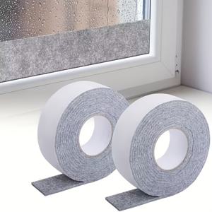 TEMU 2롤 창문 결로 방지 흡수 스트립 - 자가 접착식 재사용 가능 결로 방지 테이프 - 펠트 습기 흡수 실링 스트립, 물기 흡수 및 건조 유지용