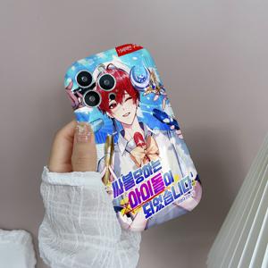 TEMU 아이돌 소년 마이크 디자인 컬리 웨이브 보더 폰 케이스, 아이폰 17/16/15/14/13/12/11/8/7 프로/프로 맥스/플러스/X/XS/XR/XS 맥스 호환, 렌즈 보호, 보호 커버, 선물, 아트 스타일 케이스, 빈티지 감성, 내구성 커버, 완벽한 핏, 패셔너블한 디자인, 아이폰 사용자를 위한 트렌디 액세서리