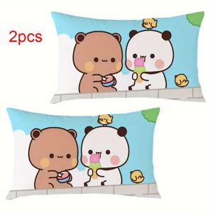TEMU 2개입 부드럽고 편안한 커플 베개 커버 | 직사각형, 등받이, 소파 쿠션 커버, 폴리에스터, 지퍼 잠금, 거실, 침실에 적합, 손세탁만 가능