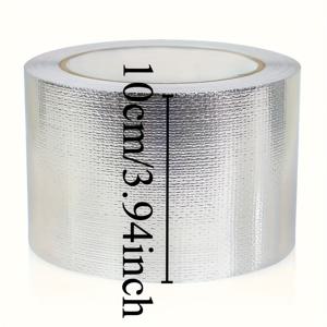TEMU 1롤 폭 3.94인치 고온 내성 UV 차단 접착 알루미늄 호일 테이프 - 전기, 배관, HVAC, 태양광 패널, 가전제품용 - 금속, 목재, 유리, 플라스틱 다용도 표면 접착, 매끄러운 반사 백킹