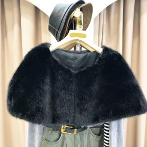 TEMU 여성용 우아한 소프트 인조 모피 숄 케이프 | 따뜻한 방풍 단색 고급 랩, 가을 겨울용, 다용도 패션 액세서리 (결혼식 및 공식 행사용), 이브닝 케이프 슬리브 숄, 웨딩 아우터