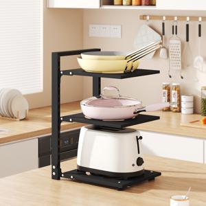 TEMU 소하피 3단 냄비 받침대 조절 가능 다층 철제 1개 - 튼튼한 주방 용품 및 조리 기구 정리, 공간 절약형 싱크대 아래 보관 솔루션, 쉬운 조립, 가정 및 레스토랑 사용을 위한 다용도 브래킷 선반
