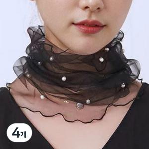 TEMU 4개 여성 시스루 망사 넥워머 목주름 가리개 미니 스