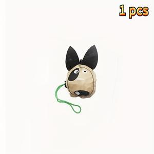 TEMU 귀여운 강아지 패턴 접이식 쇼핑백 1/2 - 대용량 내구성 폴리에스터 걸이 스트랩 휴대용 재사용 토트백, 크리스마스 할로윈 이스터 추수감사절 선물, 휴대용 보관 파우치 | 유머러스한 강아지 모양 디자인 | 컴팩트 보관, 재사용 쇼핑백