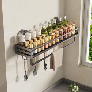 TEMU 1/2개 분리형 드릴 불필요 수납 선반 정리함 (수건 홀더 포함), 흡착 컵 욕실 & 주방 수납 랙, 공간 절약 스파이스 & 조미료 정리함, 벽걸이형 주방 조리 도구 후크, 다용도 홈 데코 정리함