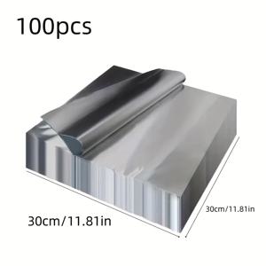 TEMU 50/100개입 슬라이스 알루미늄 포일, 조리용, 에어프라이어에 적합, 고온 저항, 튀김치킨 및 버거 포장에도 사용 가능|에어프라이어