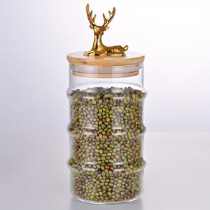 TEMU 사슴/순록 라벨이 있는 유리병 1개 - 견고한 플립탑 뚜껑 식료품 저장용 캔, 건조 식품, 시리얼, 사탕, 향신료용 - 밀폐형 주방 보관 용기, 식료품 저장실 정리용 유리병 (손세탁 전용)