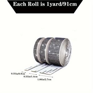 TEMU 3개 세트 자체 접착 라인스톤 리본 롤 - 각 3야드, 반짝이는 스티커 테이프, DIY 공예, 자동차 & 의류 장식, 웨딩 파티 용품, 화병 장식, 홈 액센트, 할로윈, 크리스마스