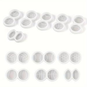 TEMU DIY 레진 공예용 스포츠 볼 실리콘 몰드 6개 세트 - 축구, 농구, 럭비, 배구, 야구 & 테니스 모양 - UV 및 에폭시 주조에 완벽함