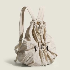 TEMU 여성용 다용도, 가벼운 & 휴대용 드로스트링 클로저가 있는 시크한 플리츠 대용량 백팩