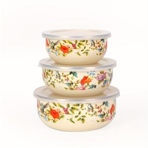 TEMU 3개 세트 에나멜 다기능 밀폐 과일 및 채소 보관 상자, 휴대용 도시락 용기, 냉장고 보관, 식품 보관 솔루션, 가정 주방, 사무실 학교 점심, 야외 요리 및 캠핑에 적합, 전자레인지 사용 가능|냉동고|캠핑냉장고