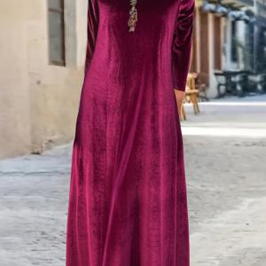 TEMU 여성용 우아한 롱 슬리브 라운드넥 포켓 드레스 - 솔리드 컬러 루즈핏 사계절 기계 세탁 가능 편안 캐주얼 & 폼털 웨어