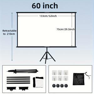TEMU WEIJIEMING 60/72인치 프로젝션 스크린 스탠드 포함, 16:9 야외 프로젝터 스크린 삼각대 스탠드, 휴대용 바닥 또는 벽걸이형, 가볍고 컴팩트, 홈시어터, 뒷마당 파티, 사무실 프레젠테이션용 간편 설치