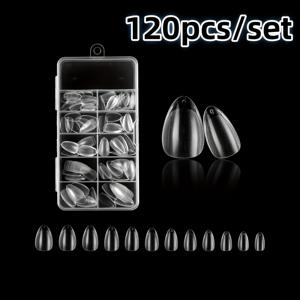 TEMU 120개/세트 투명 심리스 반투명 무광 스퀘어 오벌 아몬드 발레용 인조네일, 인조손톱, 네일 플레이트, 짧은 부드러운 고무 인조손톱, DIY 네일 아트 및 연장 도구용