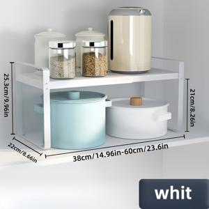 TEMU 주방 정리를 위한 스케일링 조절 가능한 수납 랙, 조리대, 캐비닛 및 싱크대 밑 수납을 위한 다기능 다층 선반, 설치가 용이하며 블랙 및 화이트 색상으로 제공, 완벽한 주방 액세서리 및 수납 솔루션