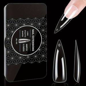 TEMU Quickchic 젤 네일 키트 600개입 (긴 코피넥트형 프레스온 네일, 투명 풀 커버 인조 네일, 인조 발 네일, 아크릴 인조 네일, 네일 연장 도구 포함)