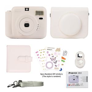 TEMU Popoto 화이트 즉석 카메라 크리스마스 선물 번들 | 1분에 사진 찍기, 휴일 선물, 야외 활동, 파티에 적합 (배터리 및 필름 미포함)