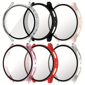 TEMU 이 6개 하드 PC 케이스 세트는 Galaxy Watch 모델 7, 6, 5, 그리고 4용으로 설계되었으며 40mm 및 44mm 사이즈로 제공됩니다. 보호 커버 및 범퍼, 스크래치 방지 강화 유리 필름이 포함되어 있으며 6, 44mm에 적합합니다.|스마트워치
