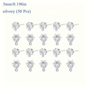 TEMU 50개의 6mm 및 5mm 유리 귀걸이 스터드, 귀걸이 포스트 및 링, DIY 귀걸이 매달기 링 및 보석 제작 용품에 적합