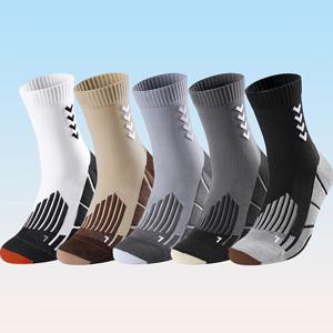 TEMU 남성용 미드 튜브 양말 2/5켤레 | 미끄럼 방지 에어 쿠션 및 타월 바닥이 있는 가을/겨울용 두꺼운 따뜻한 롱 삭스, 라지 사이즈, 프로 농구 양말, 폴리아미드, 스판덱스