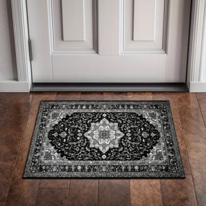 TEMU 패턴 야외 도어 매트, 복도/주방/욕실/침실/발코니용 폴리에스터 저파일 미끄럼 방지 세탁 가능 입구 매트 - 기계 제작 직사각형